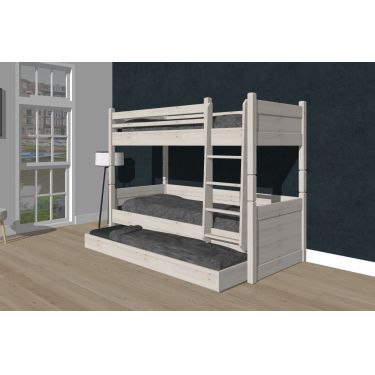 Alta Stapelbed met matraslade, White Wash