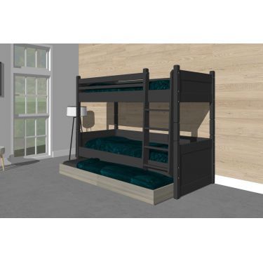 Alta Stapelbed met matraslade, Antra-Stone