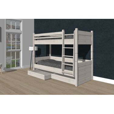 Alta Stapelbed met 2 opbergladen White Wash