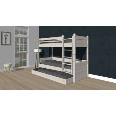 Alta Stapelbed met jump-up bed, White Wash