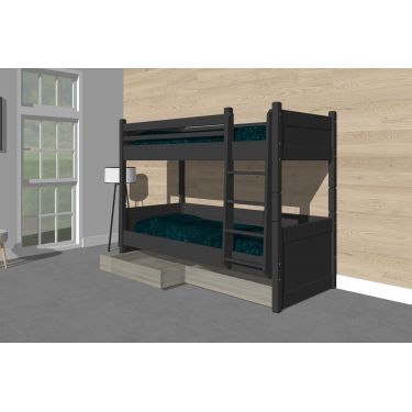 Alta Stapelbed met 2 opbergladen Antra-Stone