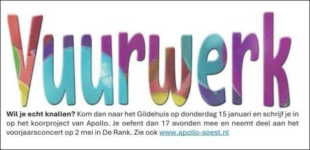 Voorjaarsproject 2026 Mannenkoor Apollo