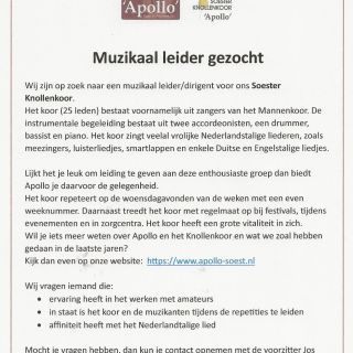 Knollenkoor zoekt muzikaal leider