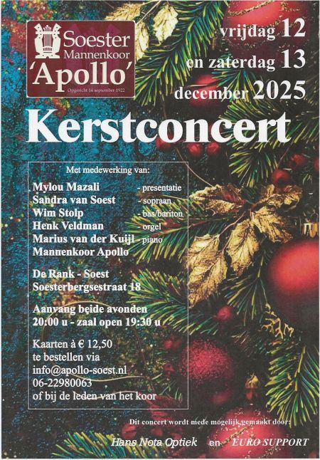 Kaartverkoop Kerstconcerten Mannenkoor van start!
