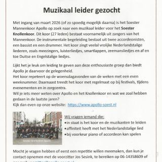 Soester Knollenkoor zoekt muzikaal leider