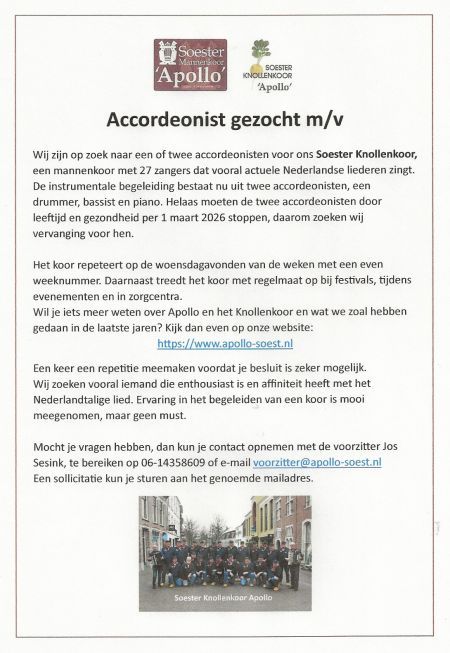 Accordeonist(en) gezocht