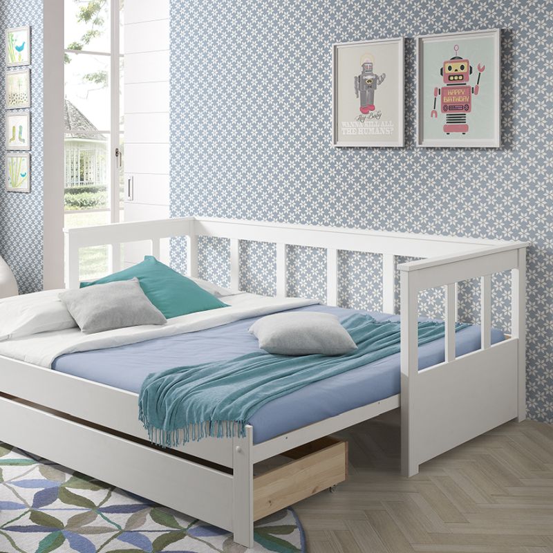 Bedbank Pino uitschuifbaar met lade, wit Bedbank Pino uitschuifbaar met lade, wit