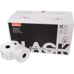 Satino black Toiletpapier met dop bio wit 2 laags tissue 100mmx100m 