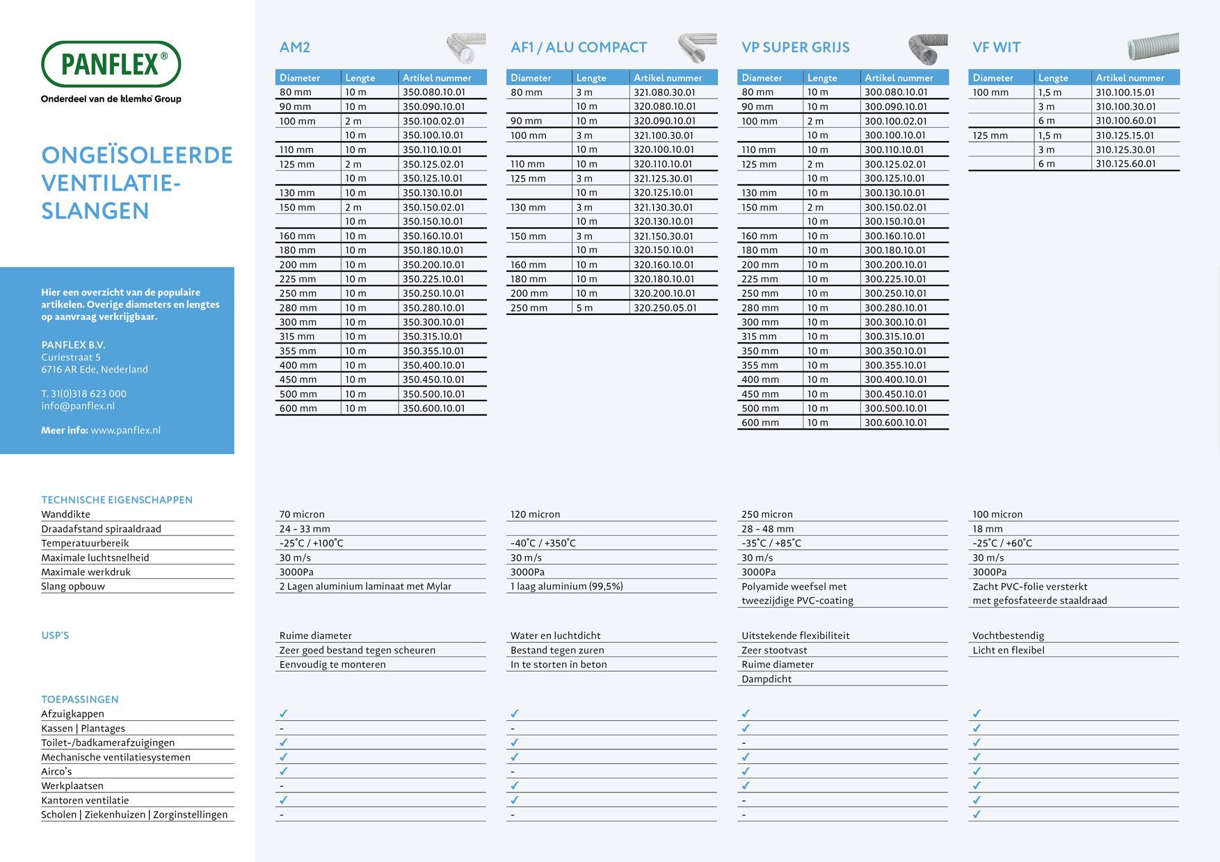 Geluiddempers, ventilatieslangen