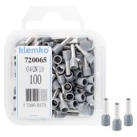 Klemko blister geïsoleerde adereindhulzen 2,5 mm² standaard type grijs penlengte 8mm 100 stuks | 720065
