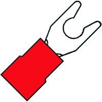 Geïsoleerde Klemvorkkabelschoen M3,5 voor draad 0,5-1,5 mm²