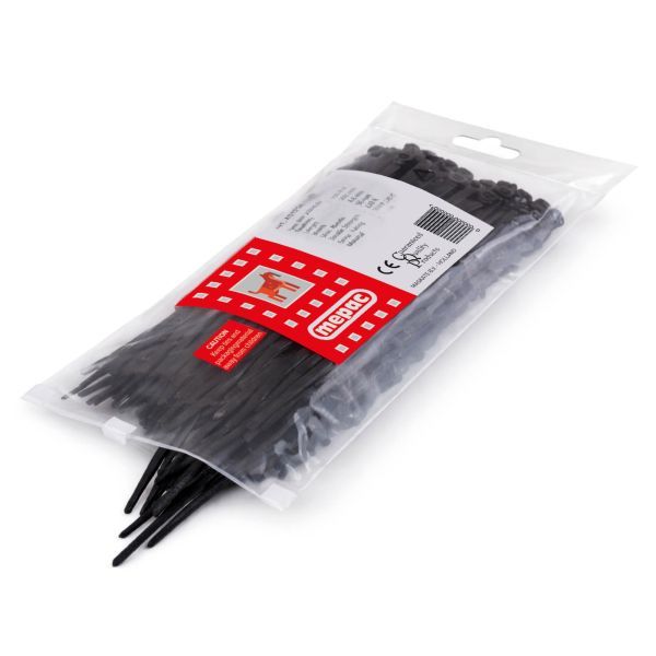 Mepac bundelband met stalen lip 186x4,5mm zwart 100 stuks | 453251