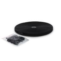 Klittenband - 2 in 1 - 20mm zwart, 25m + 50 clips