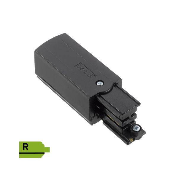 3 fase rails - connector met fase invoer, zwart (RAL9005), Rechts