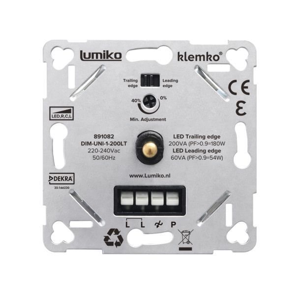 Lumiko Led dimmer voor zowel fase af- als aansnijding, 1-200VA of 1-60VA | 891082
