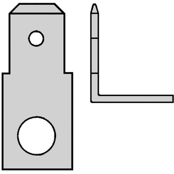 Tab voor Vlakstekerhuls 6,3x0,8 boutgat M3 H=90°