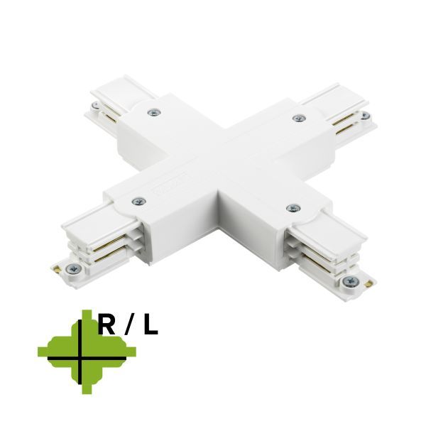3 fase rails - X connector (95x95 mm) wit (RAL9010)