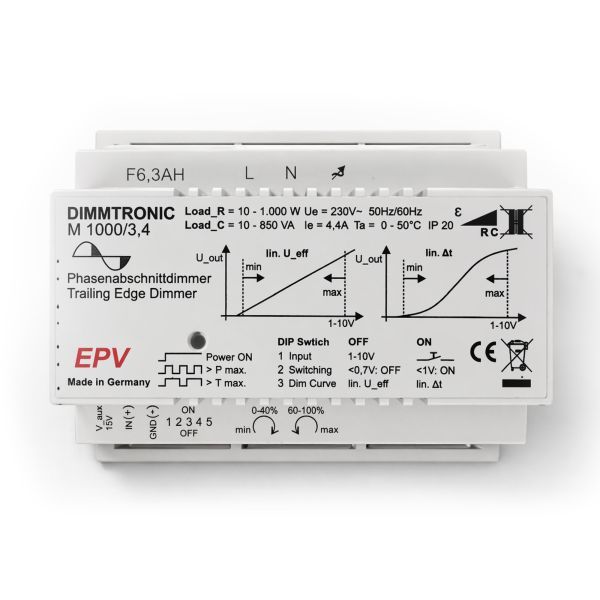 Lumiko Din rail dimmer fase afsnijding 1000W dimbaar via 0/1-10V of puls | 879200
