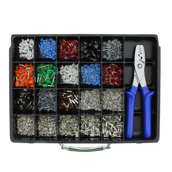 Klemko assortiment geïsoleerde adereindhulzen 0,5–2,5 mm² inclusief tang standaard kleur | 910019