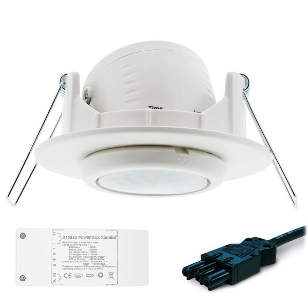 Lumiko aanwezigheidsmelder plafond PIR, 230V, 2300W, 7M, 40m2, 2-relais-G3 - stekerbaar Wieland