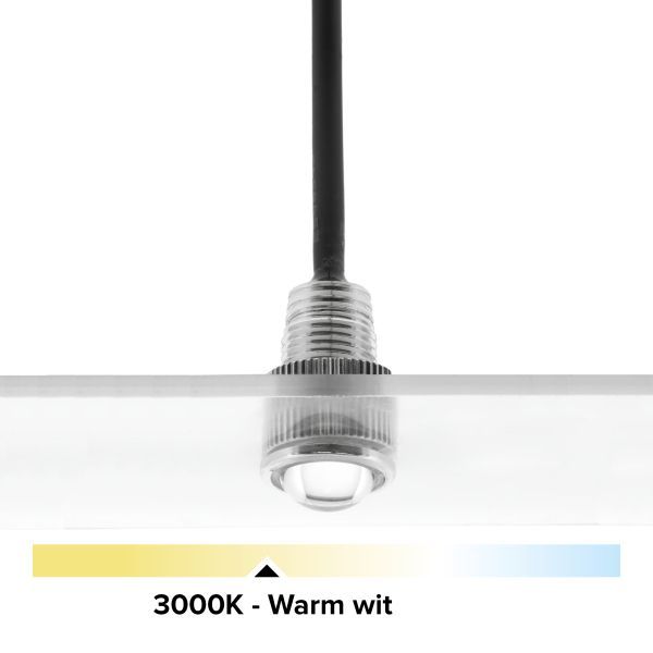 Zilveren mini LED IP67, 11mm, 1W, 3000K, met lens