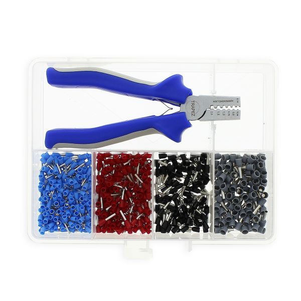 Klemko assortiment geïsoleerde adereindhulzen 0,5–2,5 mm² inclusief tang standaard kleur | 910016