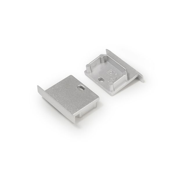 Eindkap voor Profiel 20 inbouw, met gat, zilvergrijs