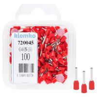 Klemko blister geïsoleerde adereindhulzen 1 mm² standaard type rood penlengte 8mm 100 stuks | 720045