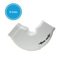 Beweegbare platte bocht 125x75mm wit RAL9010, 8 stuks zonder folie