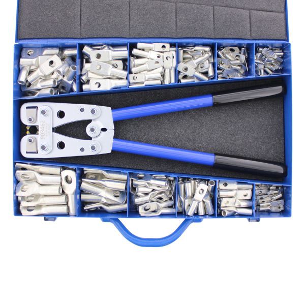 Klemko assortiment 240 buiskabelschoenen DIN lange schacht 10–50 mm² met tang | 910118