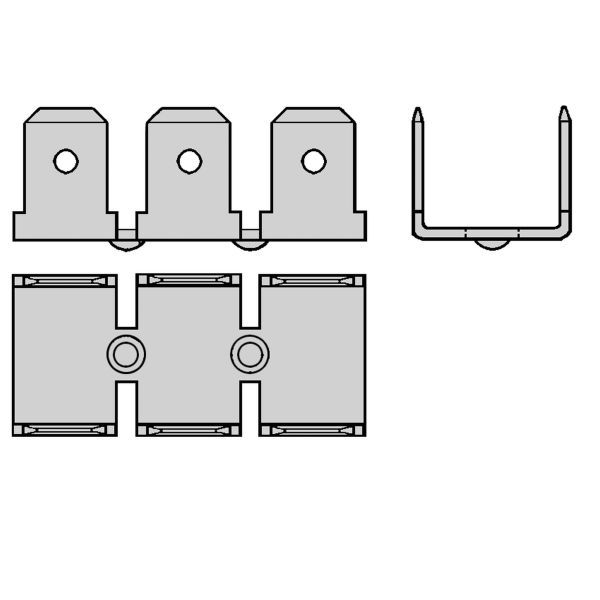 Tab voor Vlakstekerhuls 6,3x0,8 boutgat M0 H=90° staal verni