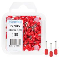 Klemko blister geïsoleerde adereindhulzen 1 mm² in DIN kleur rood penlengte 8mm 100 stuks | 727045