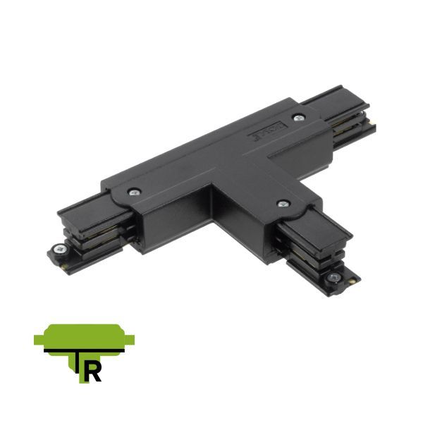 3 fase rails - T - connector, zwart (RAL9005), Rechts