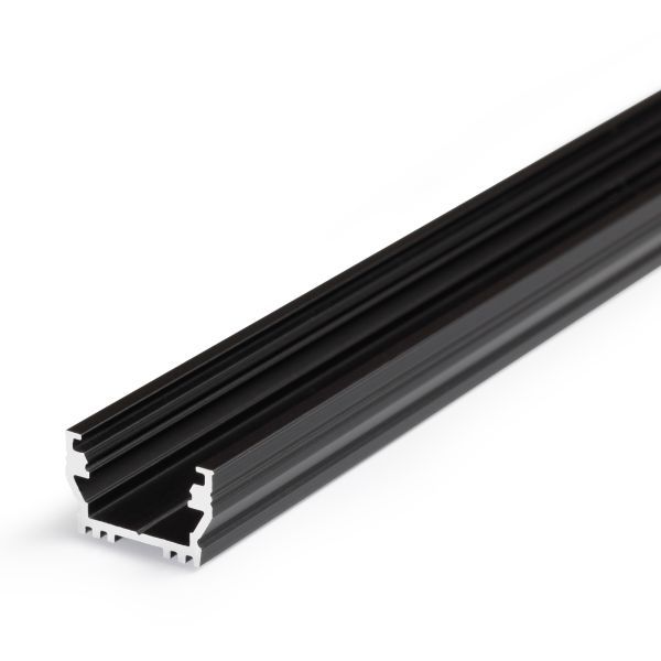 Profiel 12 opbouw 2 meter zwart geschikt voor cob ledstrips van max 12mm voor een homogeen lichtbeeld