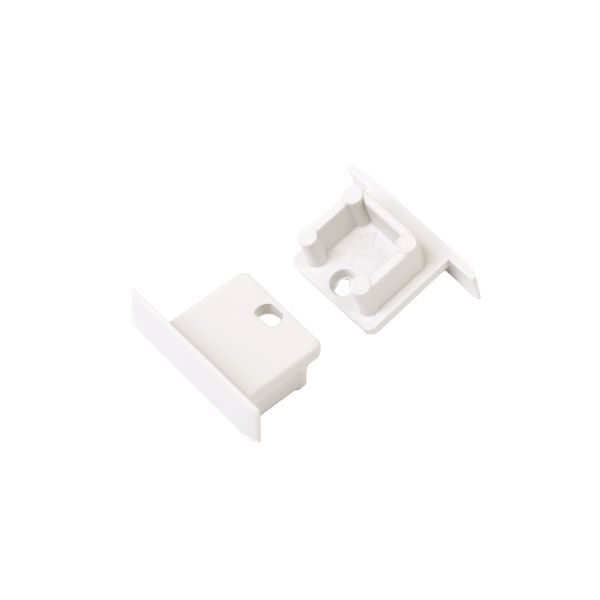 Eindkap voor Profiel 10 inbouw wit, met gat (2 stuks)