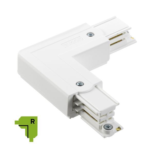 3 fase rails - L connector, wit (RAL 9010), Rechts