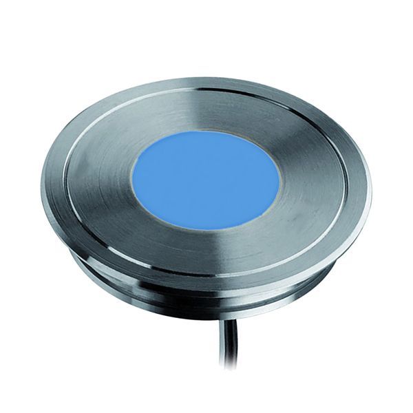 Titus vloerspot, 12V, blauw, 0,25W, 45mm, PUR kabel, IP68, RVS316