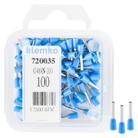 Klemko blister geïsoleerde adereindhulzen 0,75 mm² standaard type blauw penlengte 8mm 100 stuks | 720035