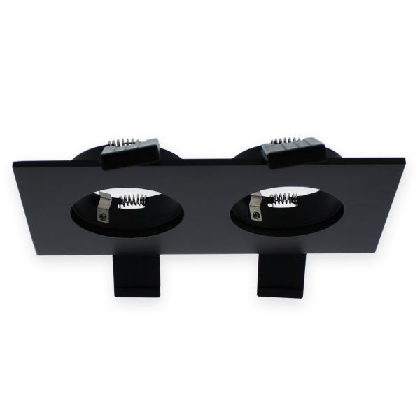 Verona inbouwarmatuur, rechthoek, 2voudig, 80x142mm, zwart