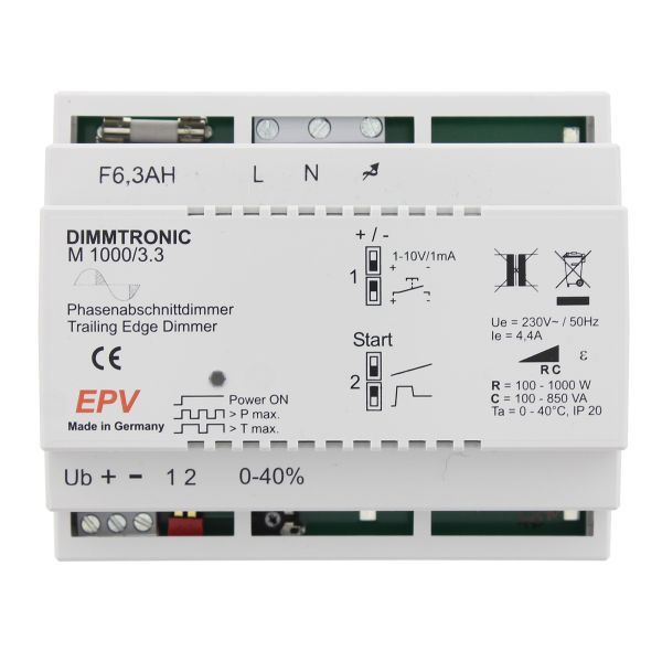 Lumiko Din rail dimmer fase afsnijding 1000W dimbaar via 0/1-10V of puls | 879200