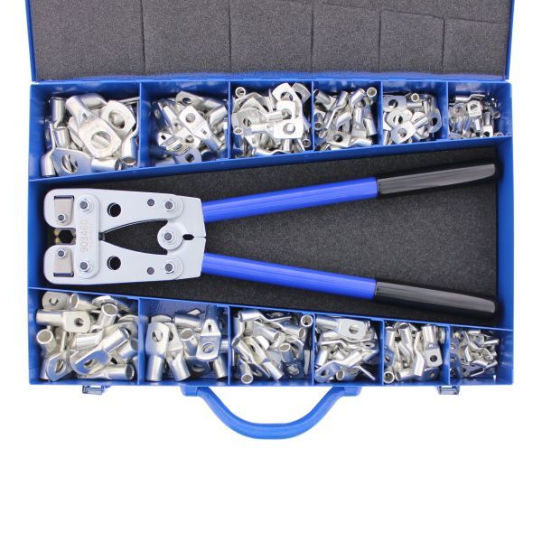 Klemko assortiment 240 buiskabelschoenen met inspectiegat 10–50 mm² met tang | 910114