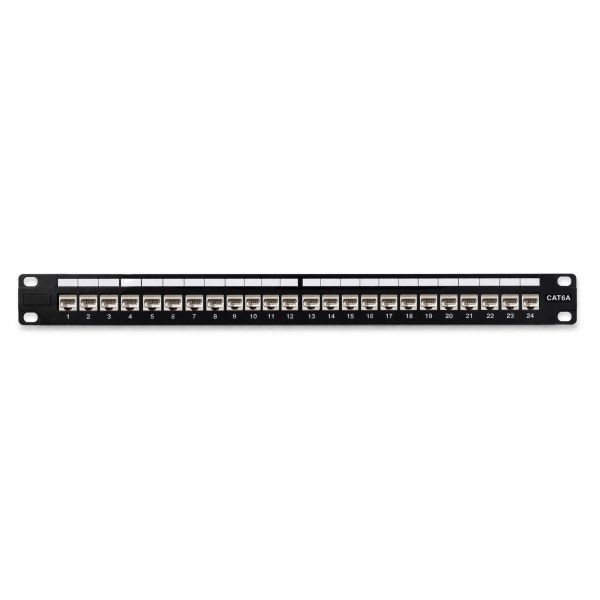 Klemko patchpaneel 19inch – 24 poorten Cat6A afgeschermd gebogen | 183454