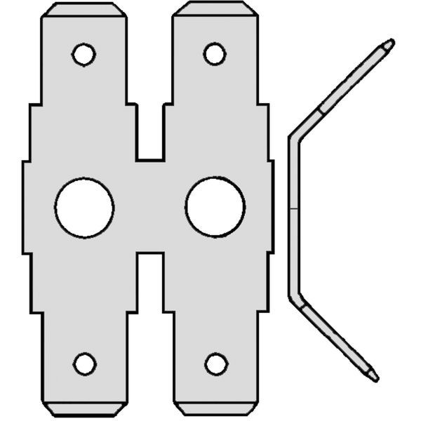 Tab voor Vlakstekerhuls 6,3x0,8 boutgat M4 H=45°
