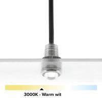 Zilveren mini LED IP67, 11mm, 1W, 3000K, met lens