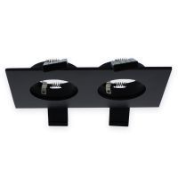 Verona inbouwarmatuur, rechthoek, 2voudig, 80x142mm, zwart