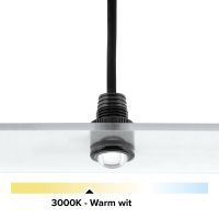 Zwarte mini LED IP67, 11mm, 0,5W, 3000K, met lens