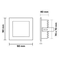 Tosca muur inbouwarmatuur 2.1W, 700mA, 3000K, diffuus