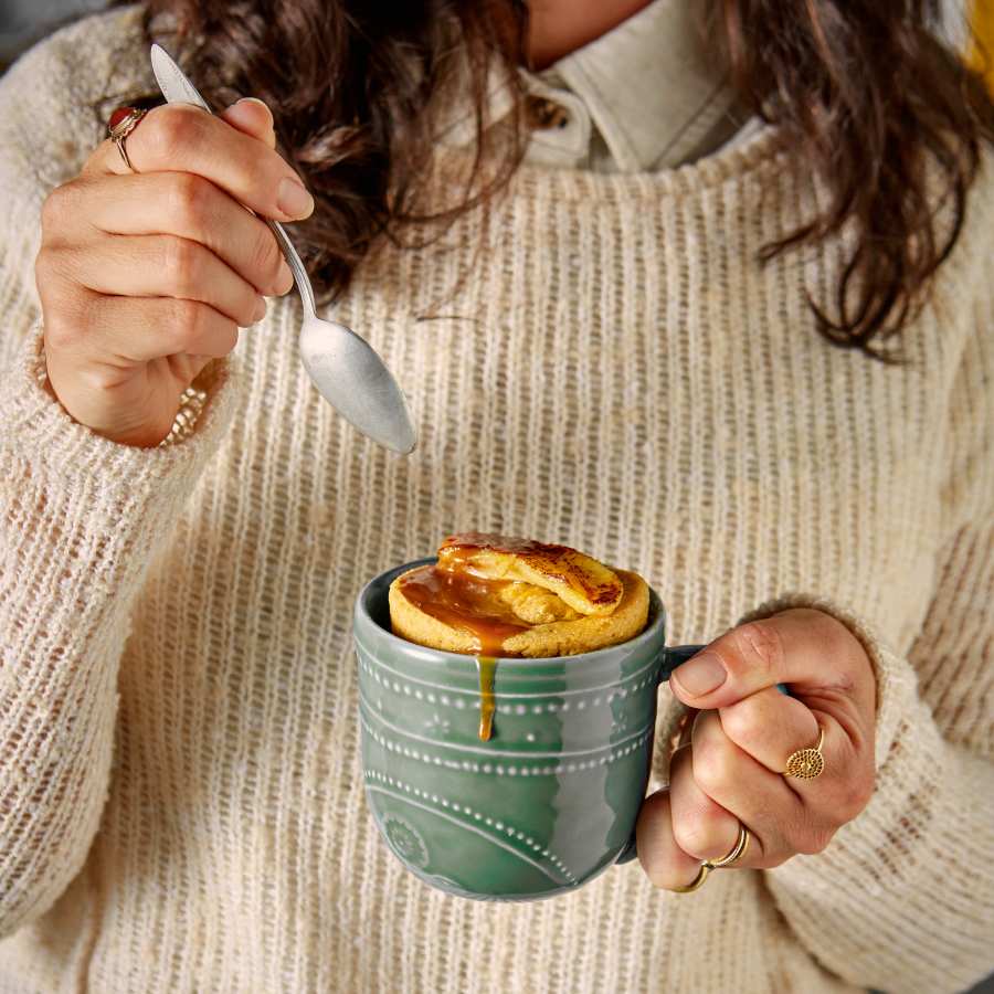 Pompoen-mugcake met banaan