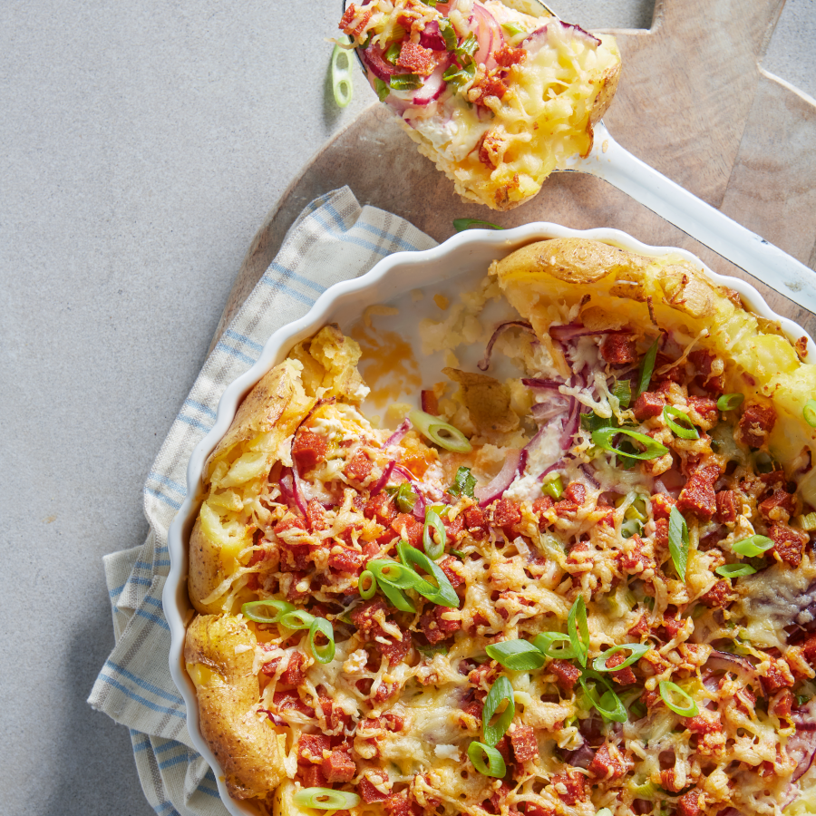 Quiche met aardappel, rode ui en chorizo