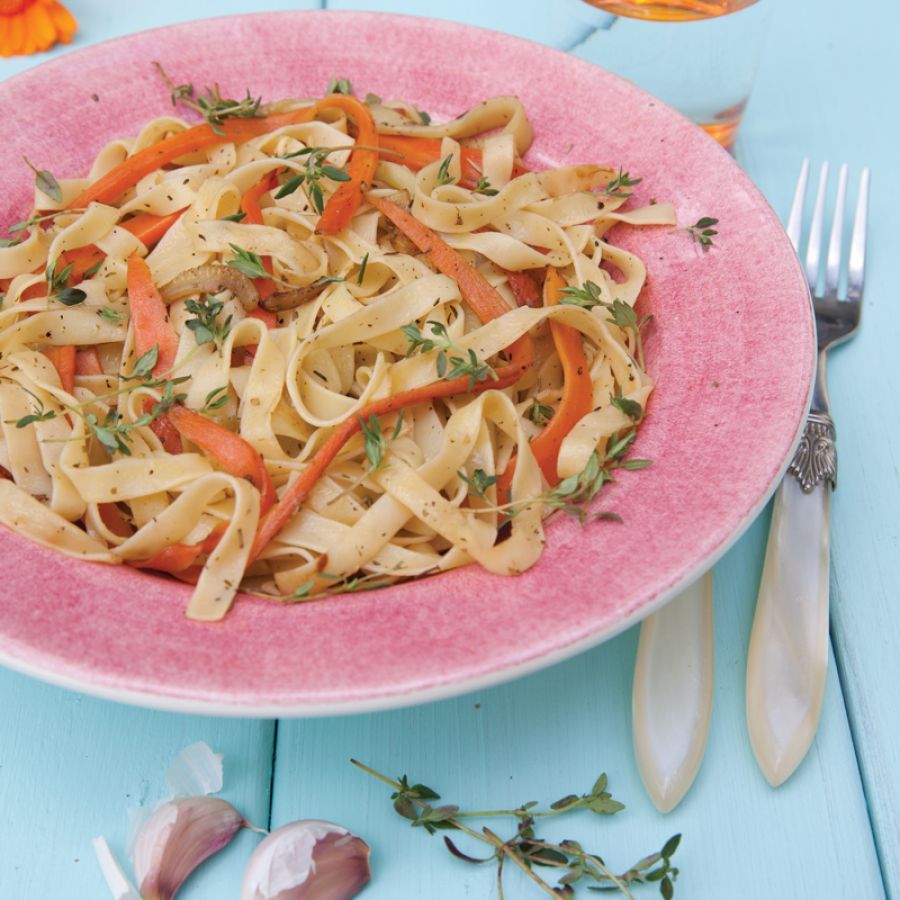 Pasta met lint van groenten